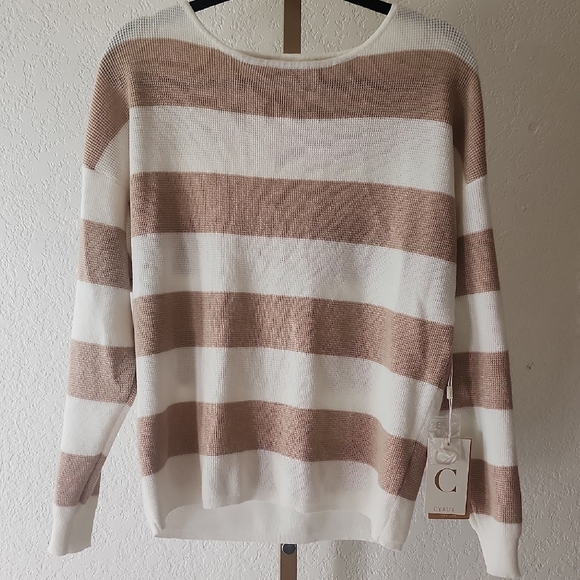 Cyrus Sweaters - Cyrus Women's Sweater in Brown and White Stripes